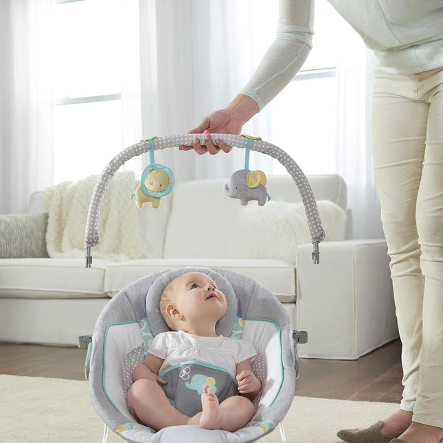Ingenuity Morrison Soothing Baby Bouncer – Plush Musical Baby Seat with Vibrations