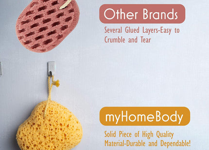 myHomeBody Bath Sponge Foam Loofah 2 Pack Large Exfoliating Shower Sponges Yellow
