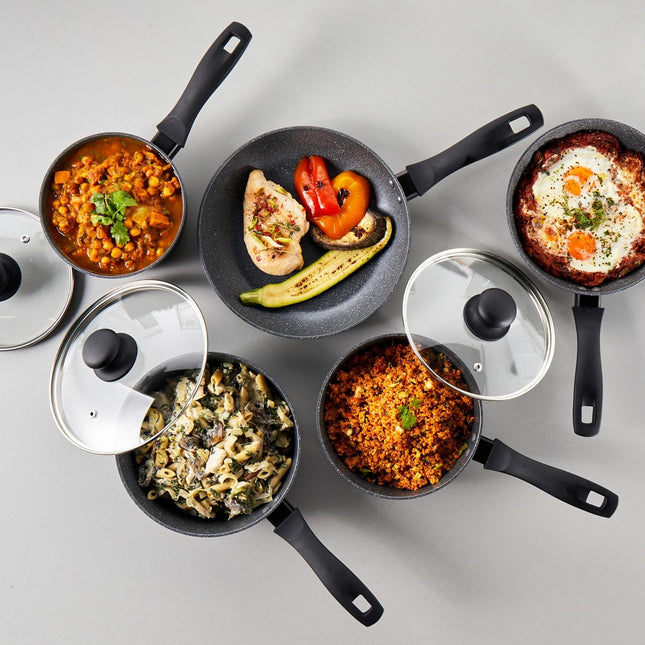 Russell Hobbs Metallic Marble 5 Piece Non-Stick Cookware Set Aluminium Induction Black