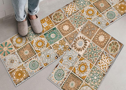PQCXXA 2 Piece Non-Slip Washable Kitchen Runner Rug Set – Anti-Fatigue Floor Mats