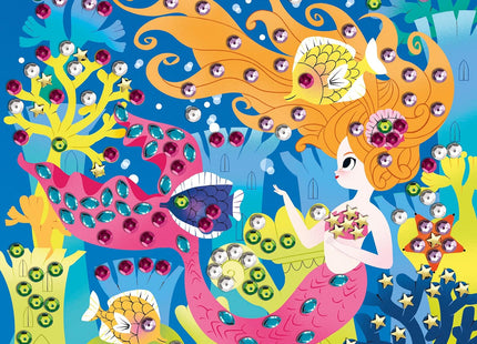 Janod Mermaids Glue-On Sequins Craft Kit – Kids Art Set Age 6+