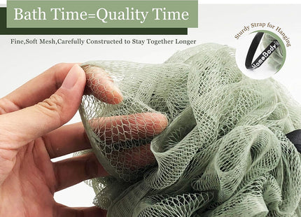 myHomeBody Large 70g Loofah Shower Sponges 3 Pack – Charcoal & Sage
