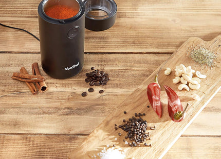 VonShef Electric Coffee & Spice Grinder – 150W, 60g Capacity, Stainless Steel Blades