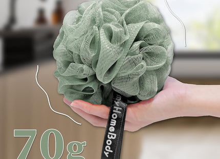 myHomeBody Large 70g Loofah Shower Sponges 3 Pack – Charcoal & Sage
