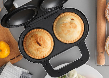 Salter XL Double Pie Maker 900W – Twin Deep Fill Non-Stick Pie Machine with Locking Latch