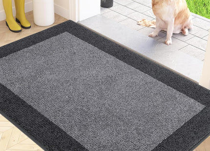 FCSDETAIL Dirt Trapper Indoor Door Mat 80 x 120cm, Non-Slip Washable Rug - Grey