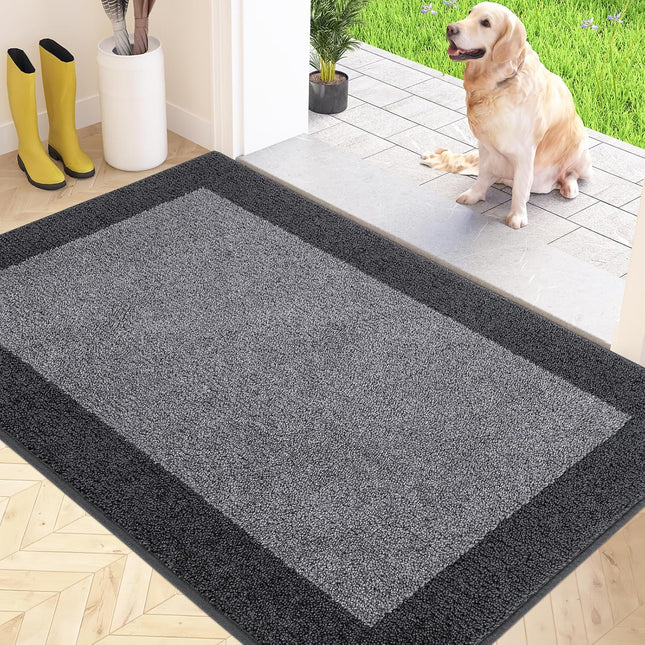 FCSDETAIL Dirt Trapper Indoor Door Mat 80 x 120cm, Non-Slip Washable Rug - Grey