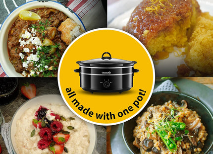 Crock-Pot 6.5L Slow Cooker with Removable Ceramic Bowl and Kitchen Utensils – Black