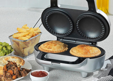 Salter XL Double Pie Maker 900W – Twin Deep Fill Non-Stick Pie Machine with Locking Latch