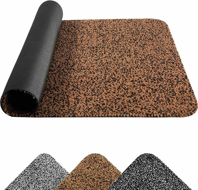 Mibao Indoor & Outdoor Heavy Duty Door Mat 60 x 120cm – Non-Slip Rug, Brown & Black