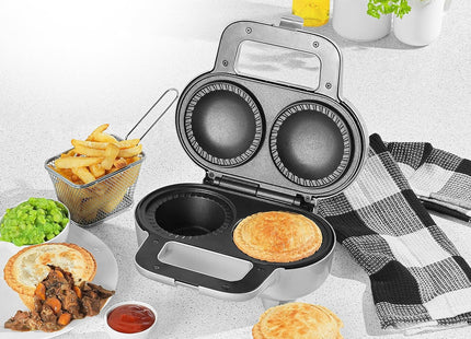 Salter XL Double Pie Maker 900W – Twin Deep Fill Non-Stick Pie Machine with Locking Latch