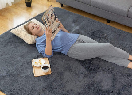 CHOSHOME Fluffy Shaggy Area Rug 90 x 150cm – Soft Non-Slip Plush Carpet