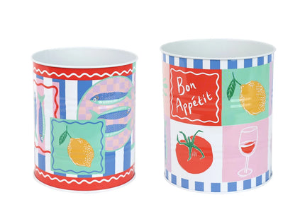 Talking Tables Food Icons Recyclable Kitchen Storage Tins, – 2 Pack Nesting Tins
