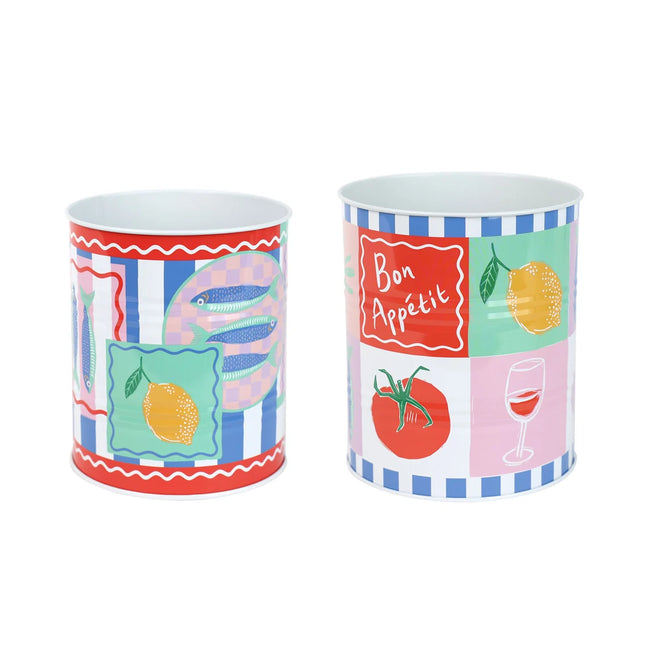 Talking Tables Food Icons Recyclable Kitchen Storage Tins, – 2 Pack Nesting Tins