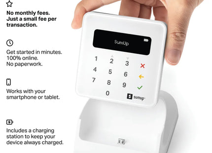 SumUp Air Card Reader Bundle with Charging Station – Contactless Payment Terminal