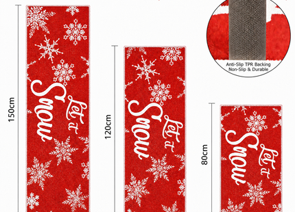 Cekene 3 Piece Christmas Kitchen Runner Rug Set Non-Slip Let It Snow Mats