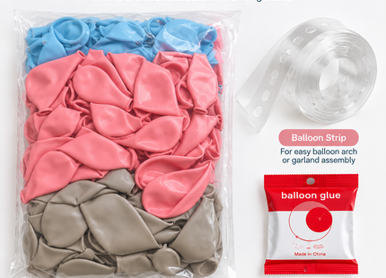 Patimate/Wayfun Balloon Arch Kit Pink Blue & Grey with Strip & Glue