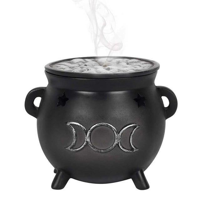Triple Moon Cauldron Incense Cone Burner - 10cm
