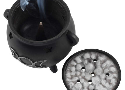 Triple Moon Cauldron Incense Cone Burner - 10cm