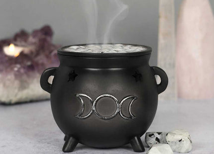 Triple Moon Cauldron Incense Cone Burner - 10cm