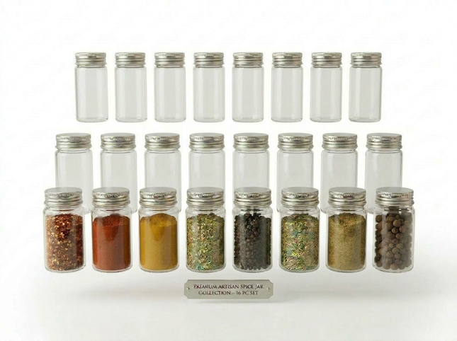 24 Pack Clear Glass Storage Jars with Screw Lid – Airtight Spice, Sweet, Craft Containers