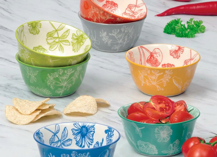 Botanical Stoneware Bowl Set – 7 Piece Microwave & Dishwasher Safe Bowls