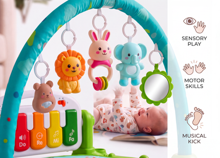 Baby Play Mat Activity Gym with Piano Keyboard, Hanging Toys & Soft Play Mat