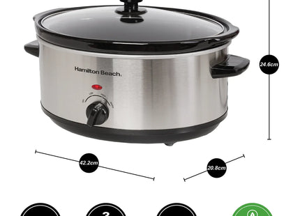 Hamilton Beach Family Favourite 6.5L Slow Cooker Large capacity, HBSC070S – Silver