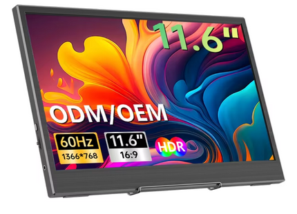 HGFRTEE 11.6" Portable Gaming Monitor HDMI USB-C 1366x768 – Black