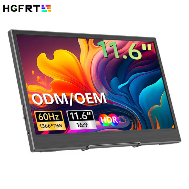 HGFRTEE 11.6" Portable Gaming Monitor HDMI USB-C 1366x768 – Black