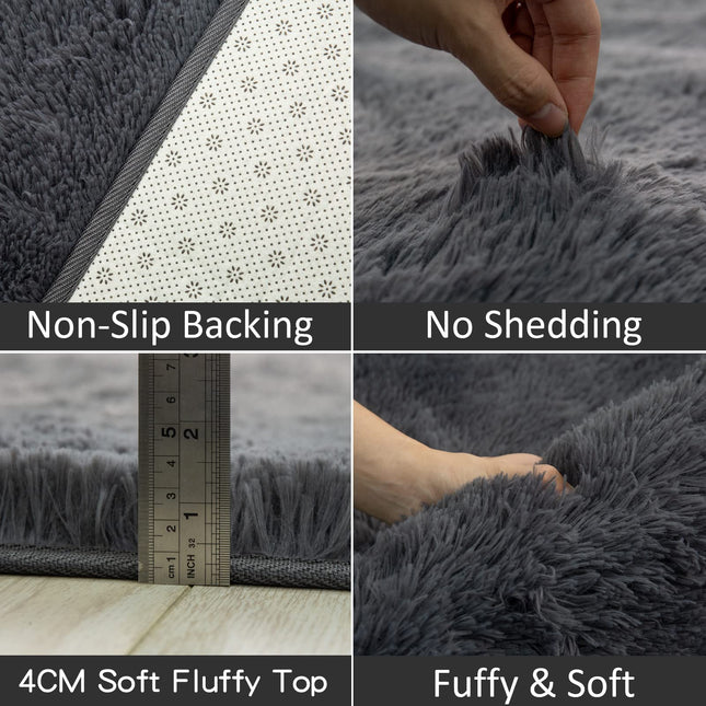 CHOSHOME Fluffy Shaggy Area Rug 90 x 150cm – Soft Non-Slip Plush Carpet