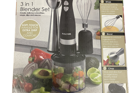Salter 3-in-1 Hand Blender Set – Chopper, Whisk & Blender, 500ml Bowl, 350W - Used