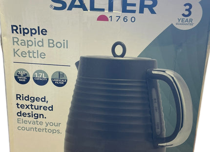 Salter Ripple Kettle 1.7L – Grey 3KW Rapid Boil Cordless - Used