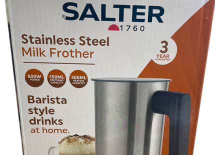 Salter Stainless Steel Milk Frother – 4-in-1 Hot & Cold Foamer, 300ml, Silver - Used