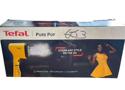 Tefal Pure Pop Handheld Clothes Steamer Yellow, Travel Garment Steamer - Used