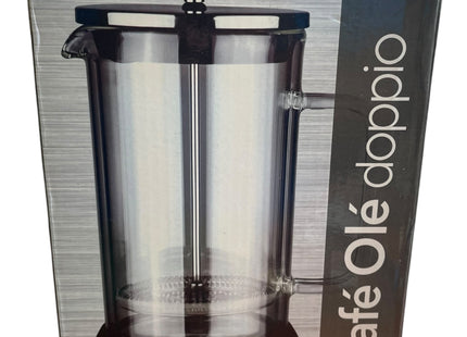Grunwerg Café Olé Doppio Double Walled Glass Cafetiere 1L, Black – Used