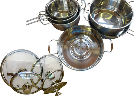 Stainless Steel Cookware Set – Pots & Pans with Lids, Oven Safe, Stay-Cool Handles