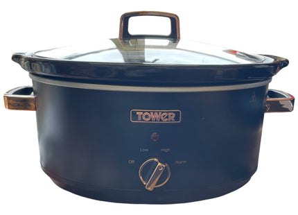 Tower Infinity Slow Cooker 6.5L, 3 Heat Settings, Black & Rose Gold - Used