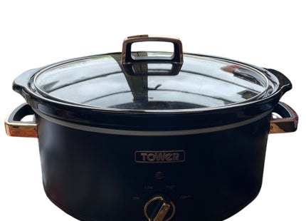 Tower Infinity Slow Cooker 6.5L, 3 Heat Settings, Black & Rose Gold - Used
