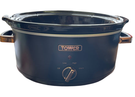 Tower Infinity Slow Cooker 6.5L, 3 Heat Settings, Black & Rose Gold - Used