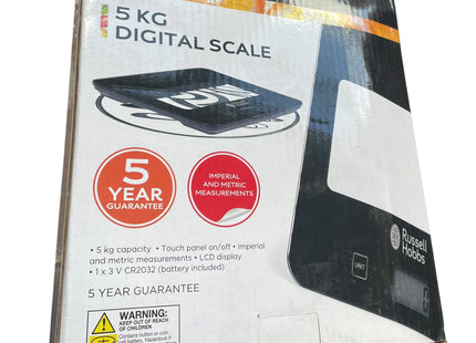 Russell Hobbs Digital Kitchen Scale 5kg – Touch Panel & Tare Function, Black - Used
