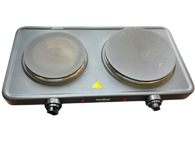 VonShef Portable Double Electric Hob 2500W, Twin Hot Plate Cooker - USED