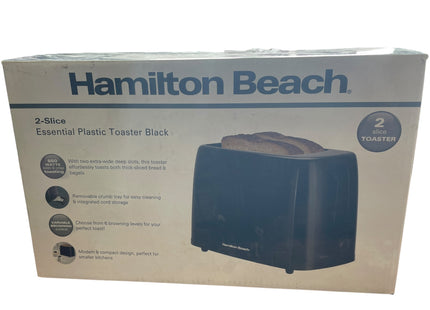 Hamilton Beach Essentials 2 Slice Toaster Wide Slots 650W, Black - USED