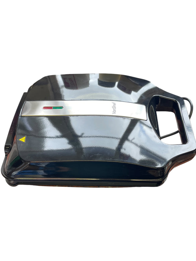 VonShef 4 Slice Deep Fill Sandwich Maker, Non-Stick, 1600W Black - USED
