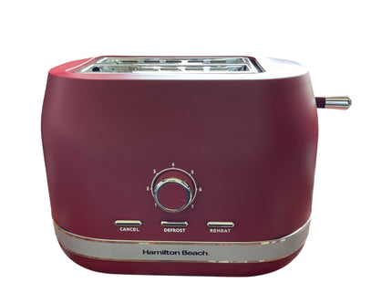 Hamilton Beach Ella 2 Slice Toaster 800W, Wide Slot, Matte Red - USED