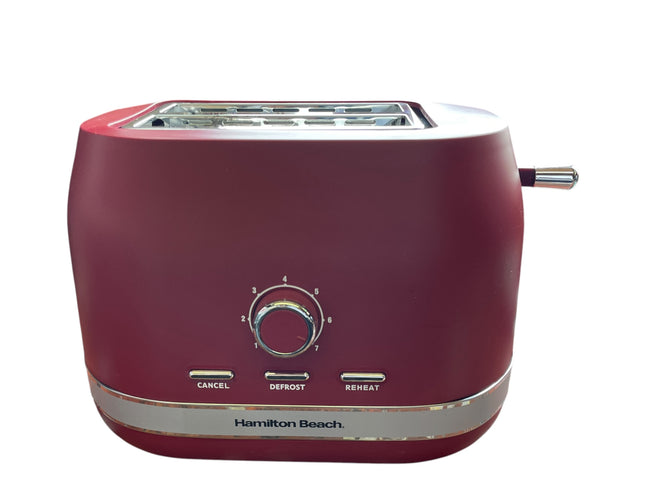 Hamilton Beach Ella 2 Slice Toaster 800W, Wide Slot, Matte Red - USED