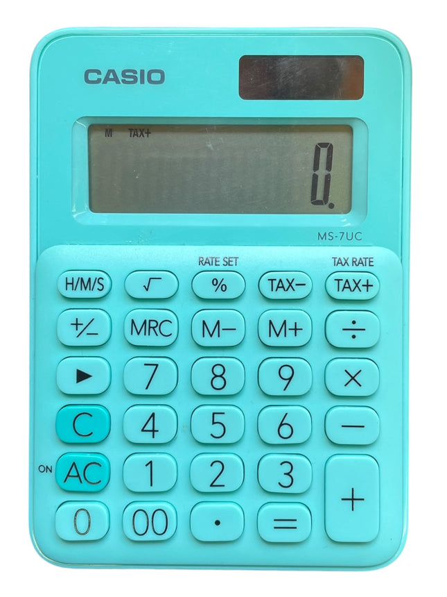 Casio MS-7UC Business Calculator – 10 Digit Solar & Battery Desktop Calculator - USED