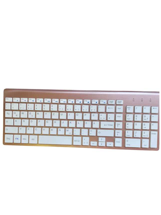 TopMate Wireless Keyboard & Mouse Combo, Ultra Slim 2.4G Rose Gold White - USED