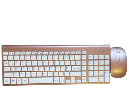 TopMate Wireless Keyboard & Mouse Combo, Ultra Slim 2.4G Rose Gold White - USED
