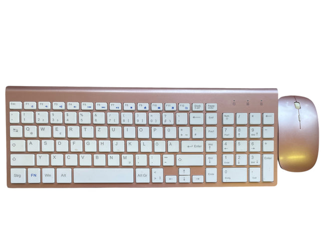 TopMate Wireless Keyboard & Mouse Combo, Ultra Slim 2.4G Rose Gold White - USED